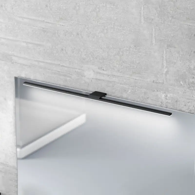 LED-spegellampa Triga IP44 svart 80cm, 3.000K Begränsad tid