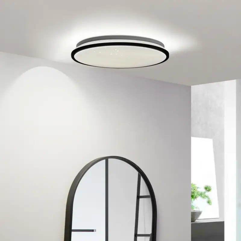 Kampanj Lindby LED-taklampa Glane, Ø 38 cm, svart/vit, IP44