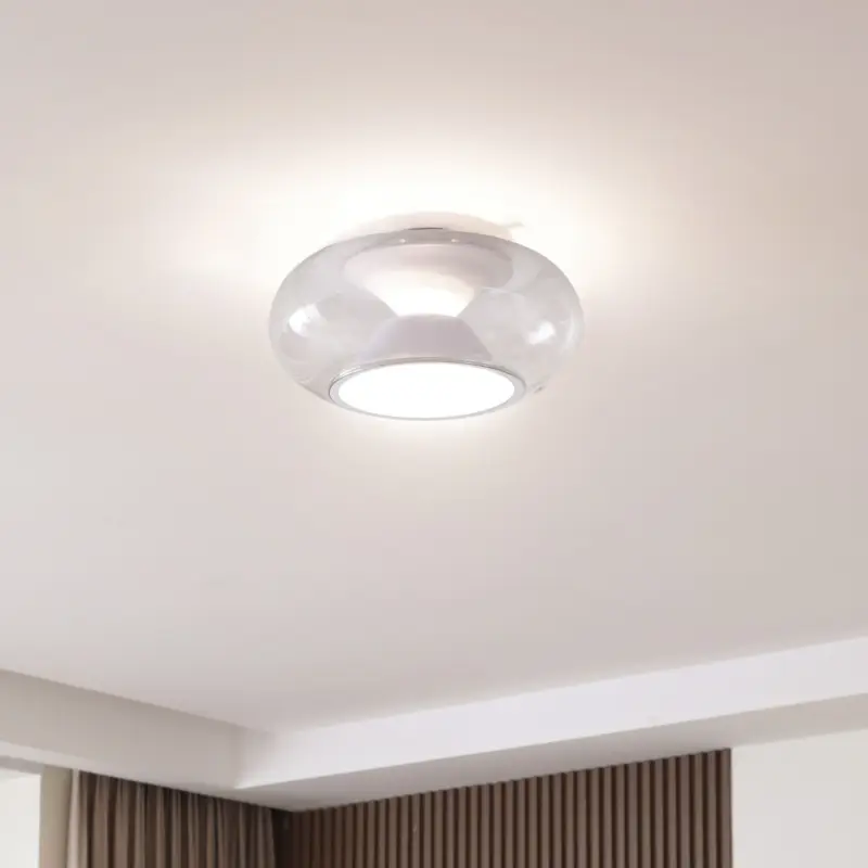 Reapris Lucande LED-taklampa Orasa, glas, vit/klar, Ø 43 cm