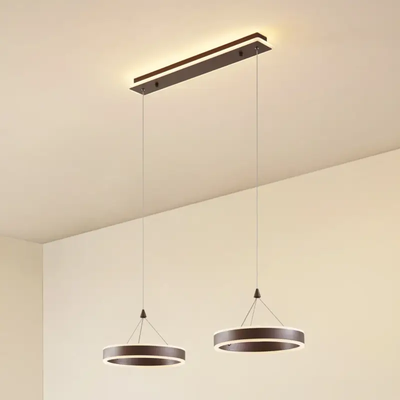 Lucande LED-hänglampa Kolo, 86 cm, 2 lampor, brun, dimbar Fynd