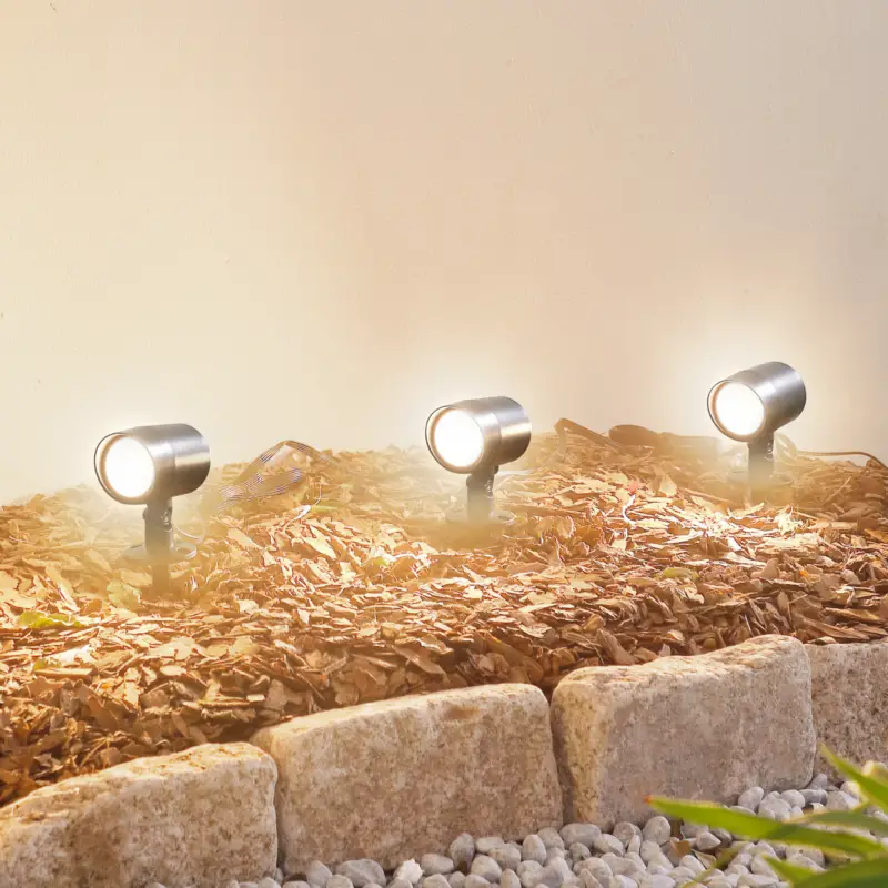 Lindby Smart LED markspotlight Nycta, RGB, Tuya, uppsättning om 3 Trygg betalning