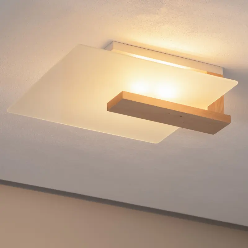 Envostar Peach Puff taklampa med glas, trä Köp online