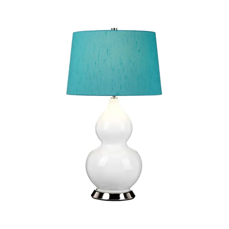 Isla bordslampa i polerat nickel/turkos textil Rabatt