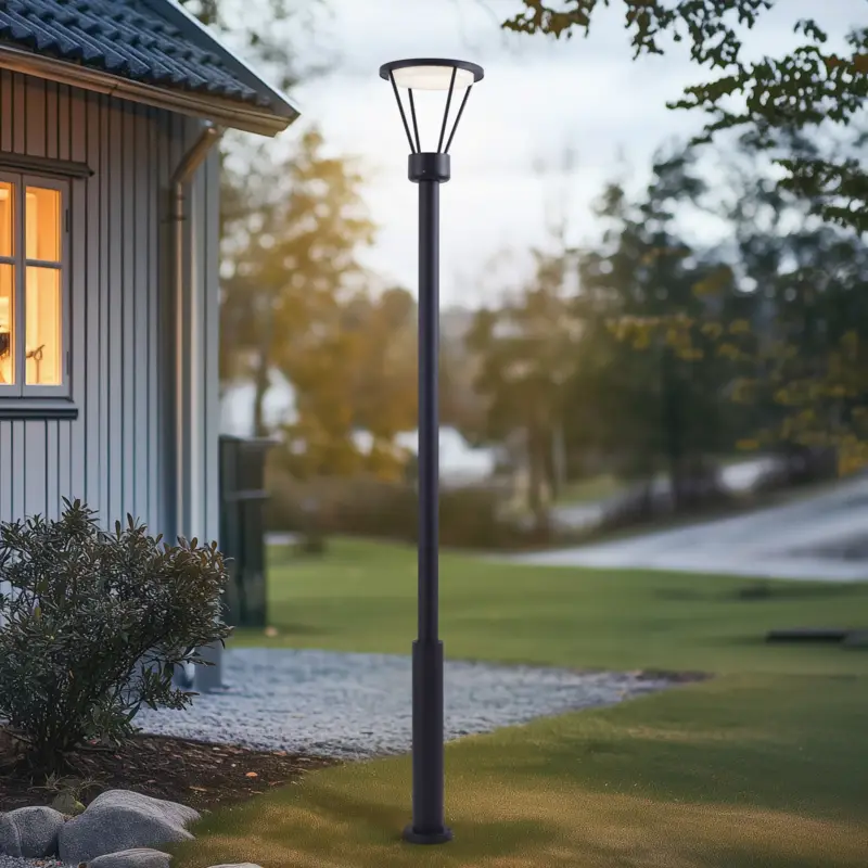 Lucande LED utomhuslampa Elario, 222 cm, svart, aluminium Nyhet