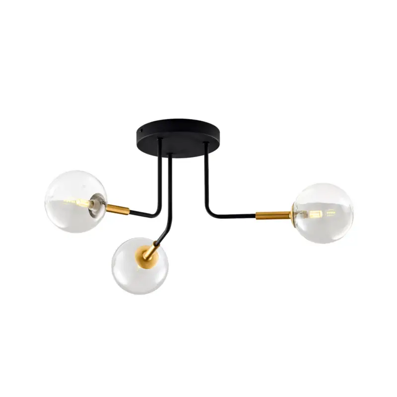 Taklampa Burano, 3 lampor, svart, glas, 31 cm hög, G9 Billigare