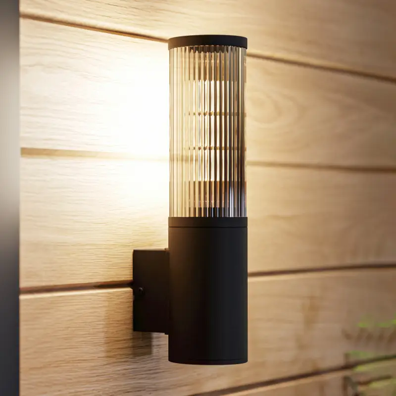 Salle utomhusvägglampa, höjd 31 cm, svart, aluminium Expressleverans