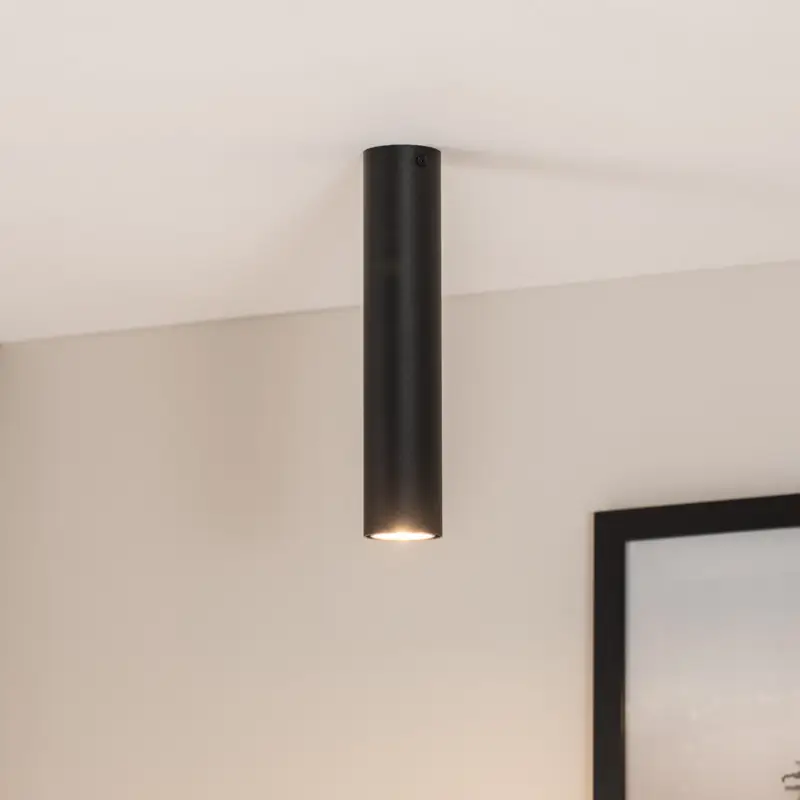 Outlet Takspotlight Tecno 1M, stål, GU10, höjd 30 cm, svart