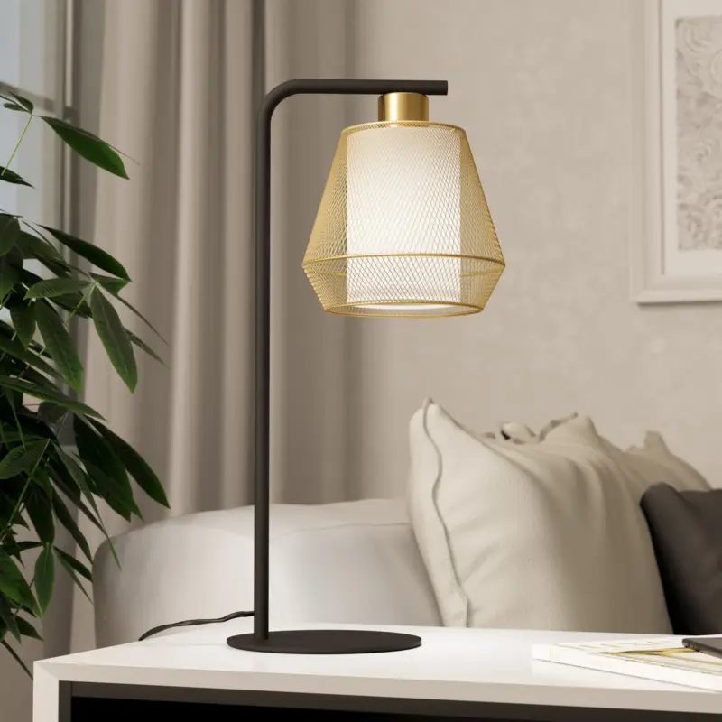 Kundfavorit Bordslampa Ciudadela, höjd 50 cm, svart/mässing, stål