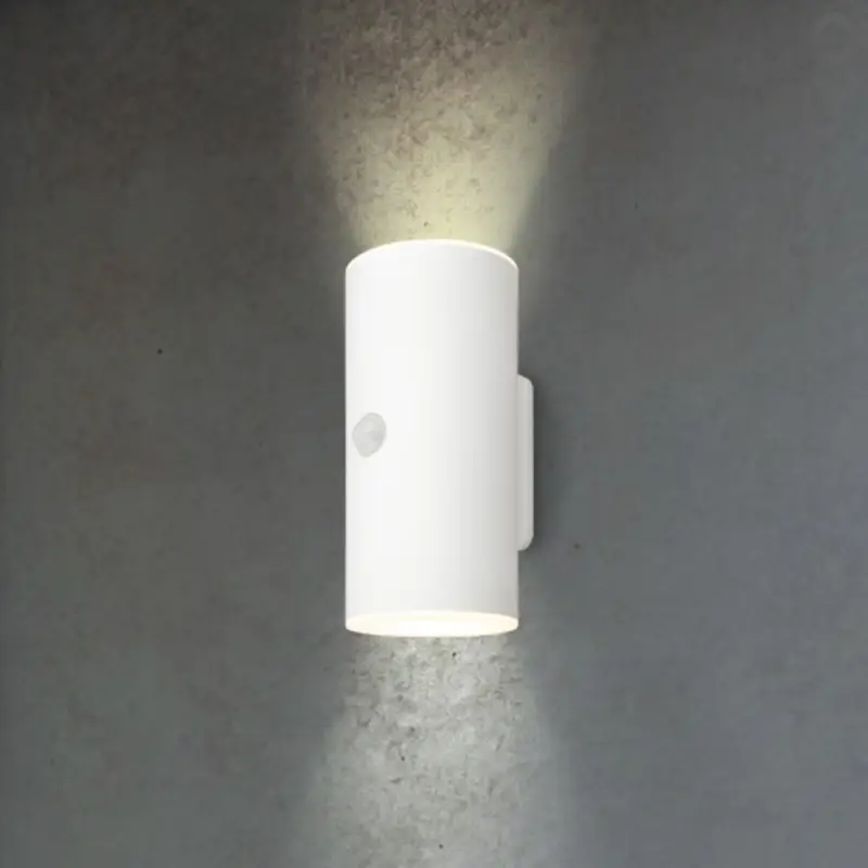Billig LED-batteridriven LED-utomhusvägglampa, vit, sensor, upp/ner