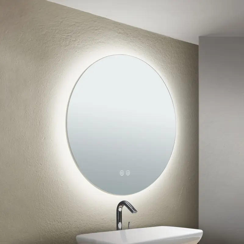Sänkt pris Focus LED-spegel, Ø 45 cm, CCT, antireflexbehandlad, touchdimmer