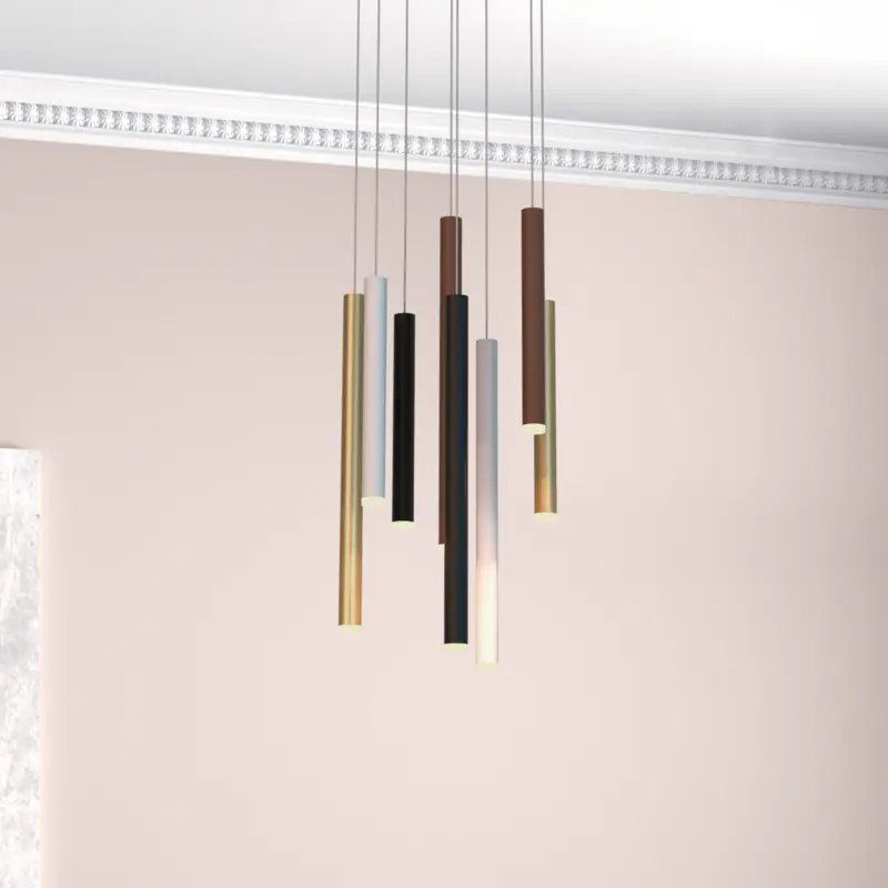 Hänglampa Cala, 8 lampor, rund, aluminium, järn Beställ idag