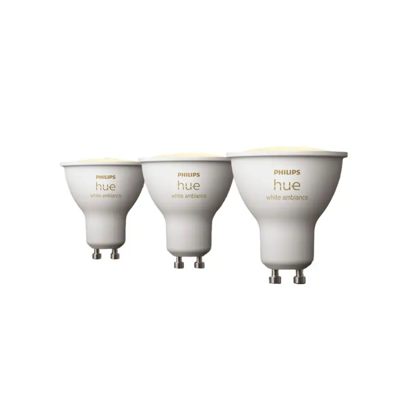 Begränsat antal Philips Hue White Ambiance GU10 4,2 W reflektor, 3-pack