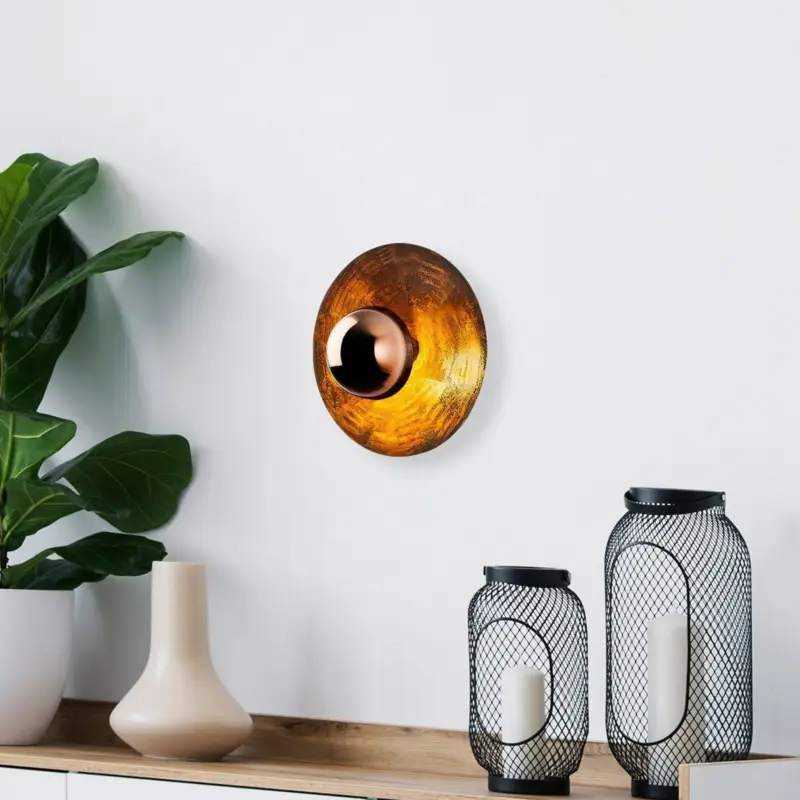 Vägglampa Kurt 13351, kopparfärgad, metall, Ø 38 cm Rabatter