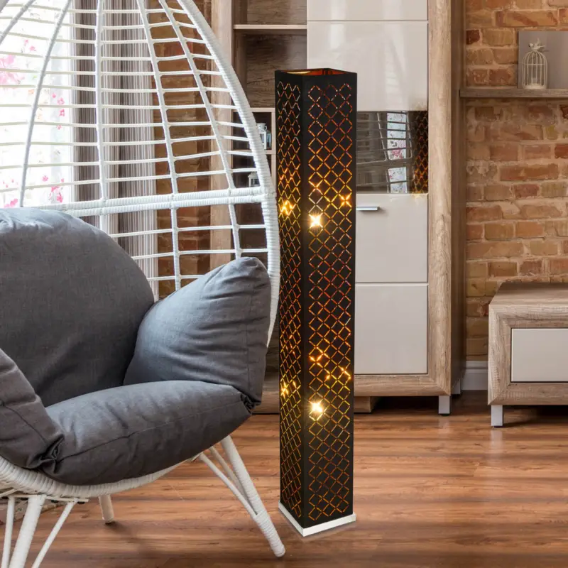 Clarke golvlampa, bladguld/svart, höjd 118 cm, tyg Lägg i varukorgen
