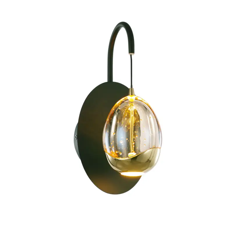 Golden Egg vägglampa, svart/amber, höjd 28 cm, metall/glas Outlet