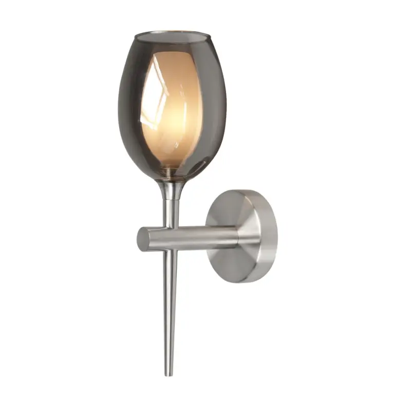 Belle vägglampa, rökgrå/nickel, höjd 39 cm, glas Begränsat erbjudande
