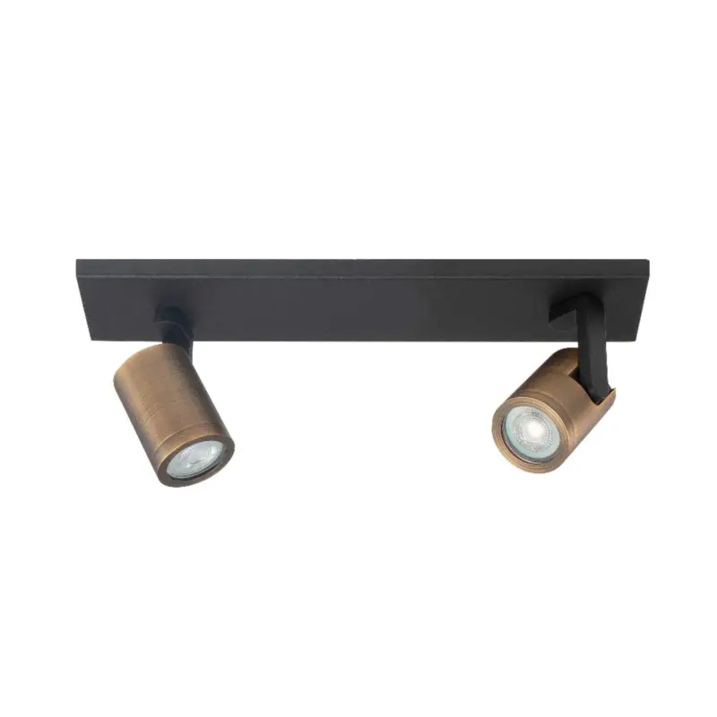 Begränsat erbjudande Takspotlight Halo, svart/mässing brännlackerad Längd 40 cm 2 lampor.