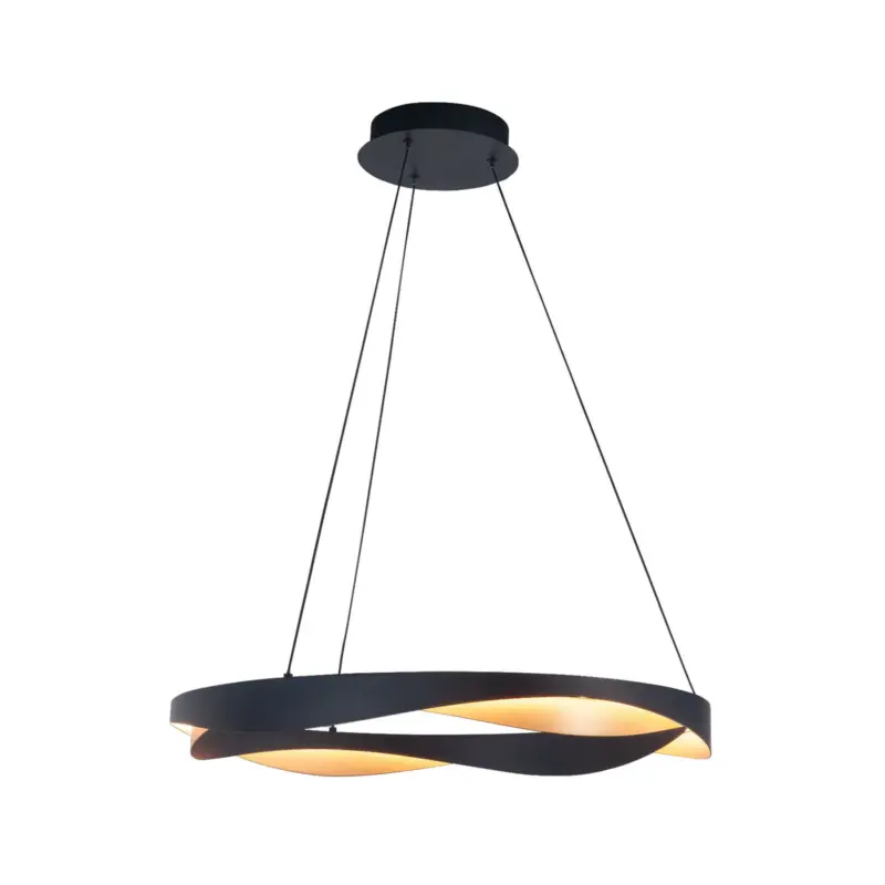 Ascoli LED-hänglampa, Ø 64 cm, svart/guld, metall, dimbar Billigare