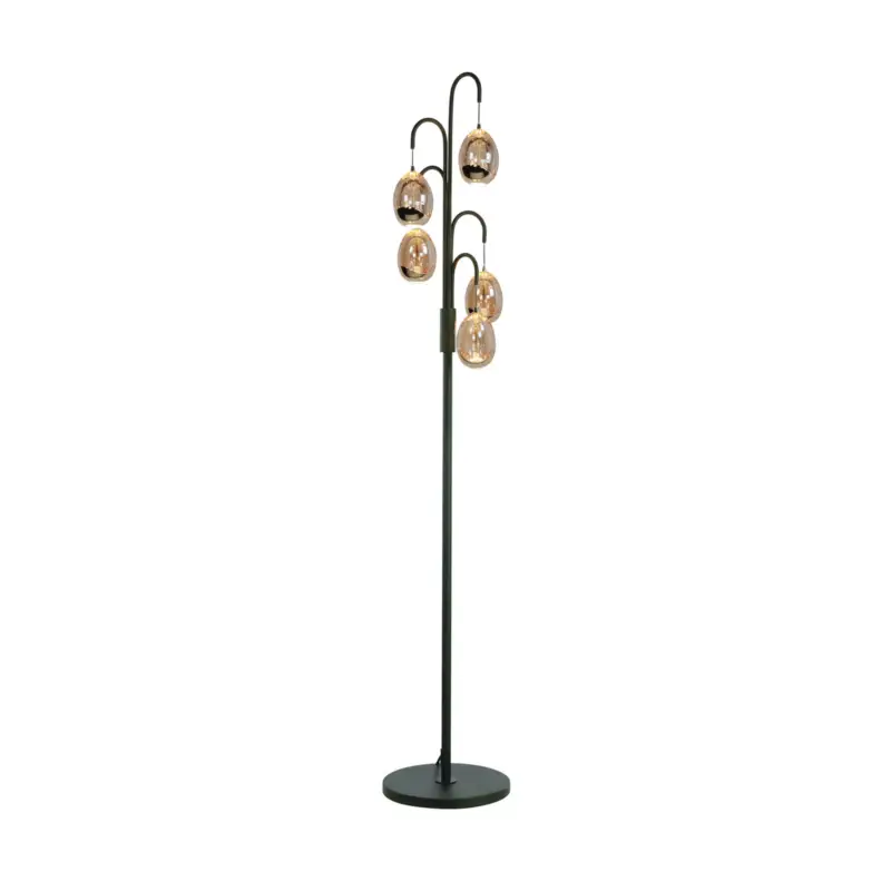 Begränsad tid Golvlampa Golden Egg svart/amber 165 cm 5 lampor metall/glas