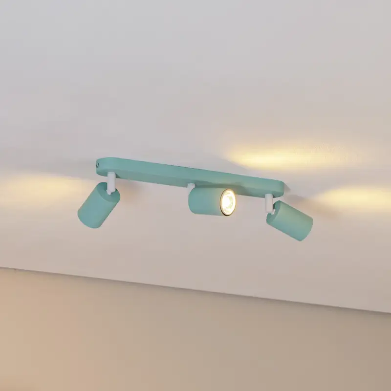 Erbjudande Takspotlight Livia, mintgrön, 52 cm, 3 lampor, metall, GU10