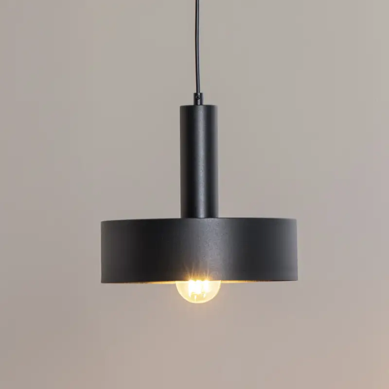 Rea Hänglampa Vitrum rund, svart, cylindrisk, Ø 27 cm