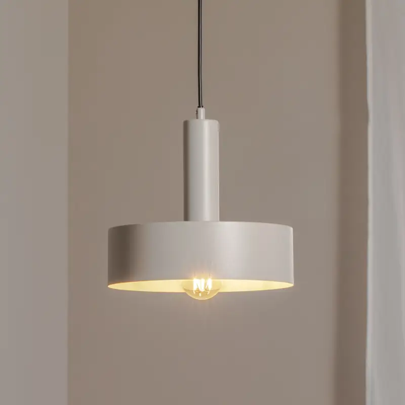 Hänglampa Vitrum rund, taupe, cylindrisk, Ø 27 cm Endast denna vecka
