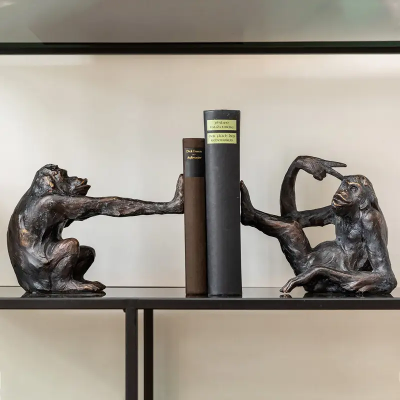 KARE Bokstöd Monkey, polyresin, svart, set om 2 Kampanjpris