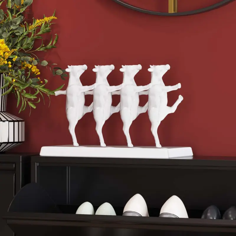 Snabb leverans KARE Dancing Cows dekorativ figurin, vit, polyresin, höjd 23 cm