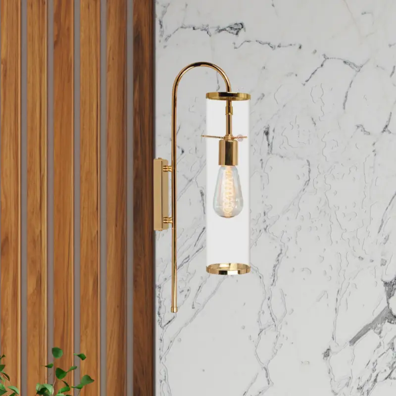 Endast denna vecka Leona vägglampa, guldfärgad, höjd 57 cm, metall, E27