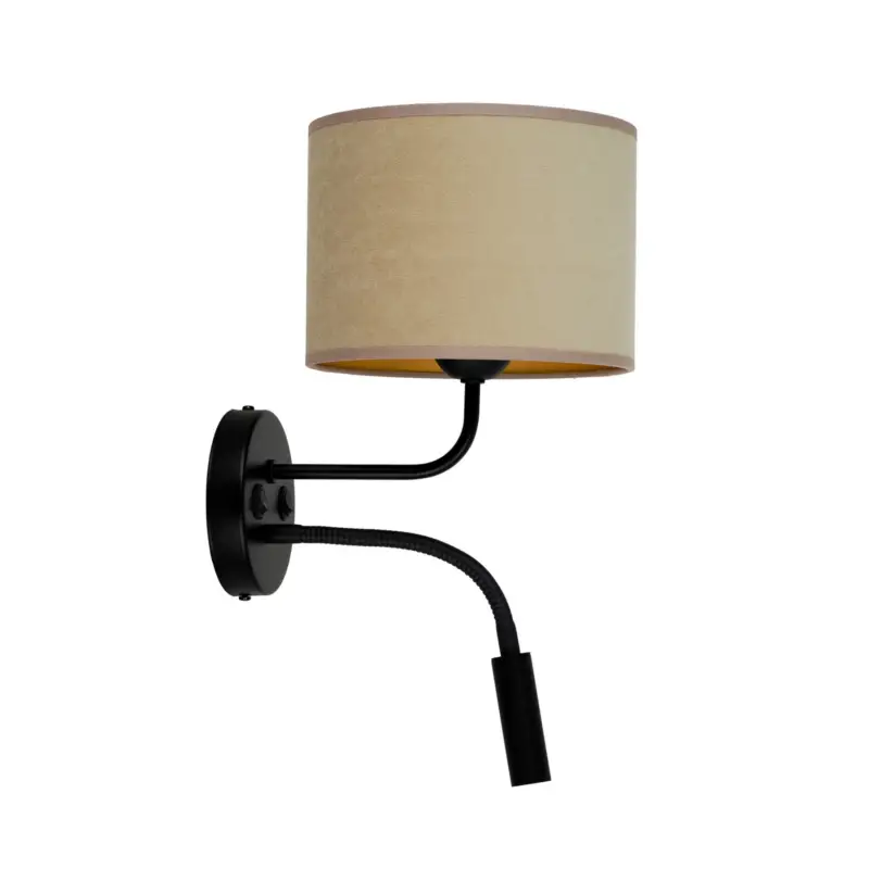 Nyhet Roller vägglampa, sammet, svart/beige, läslampa