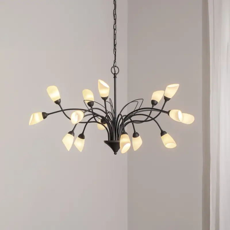 Gloriosa pendellampa, glas, svart, 15 lampor Populär
