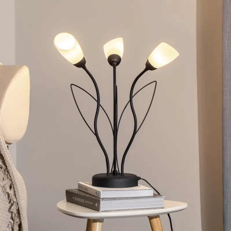 Bordslampa Gloriosa, svart, glas, 3 lampor Trygg betalning