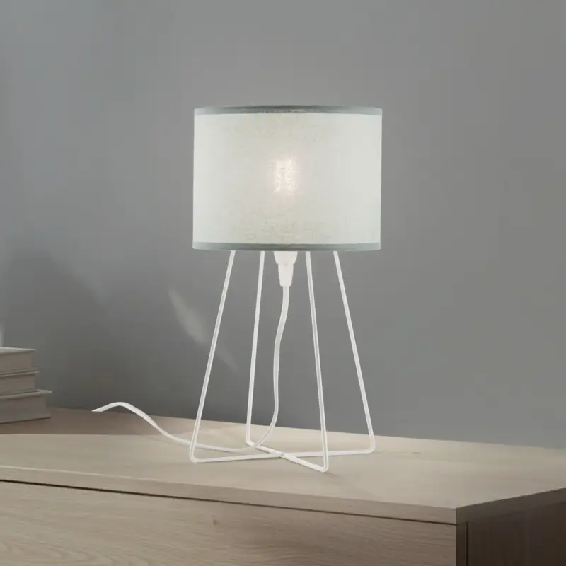 Bästa pris Bordslampa Trixi, metall, tyg, salviagrön, vit