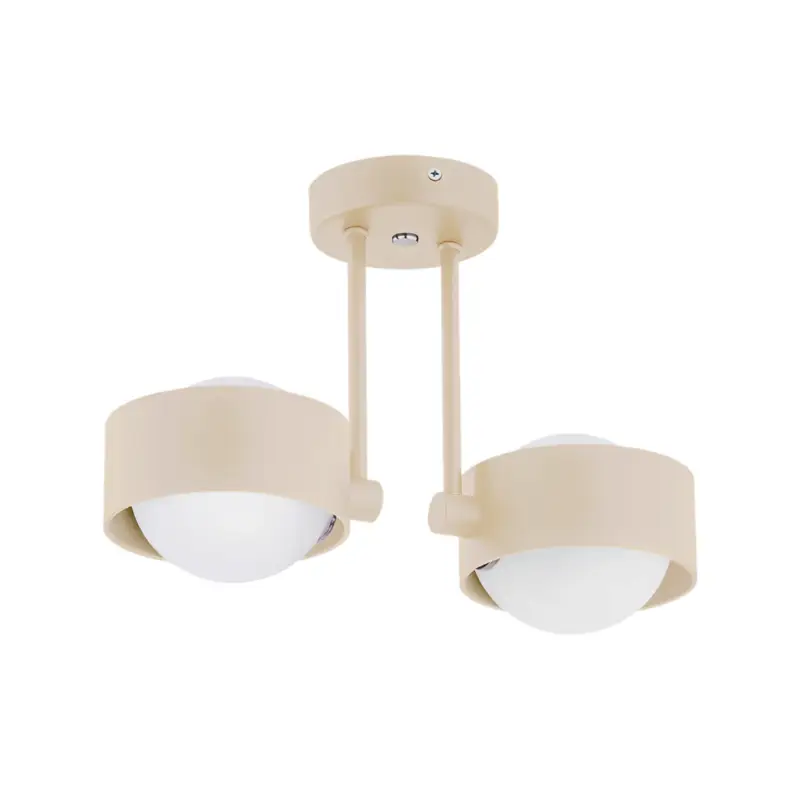 Lågt pris Taklampa Mado, beige, 2 lampor, höjd 24 cm, stål/glas