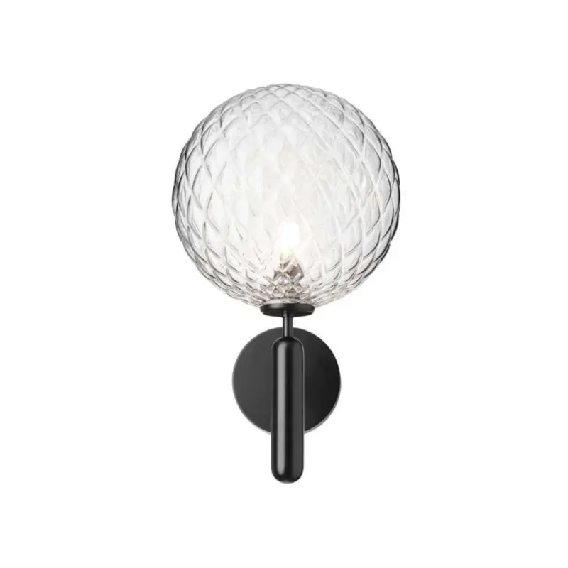 Nuura utomhusvägglampa Miira, Ø 20 cm, svart/klar Snabb frakt