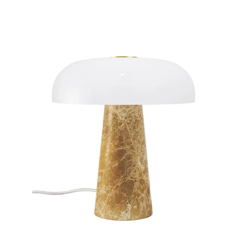 Kampanj Bordslampa Glossy, beige/vit, höjd 24 cm, marmor/glas