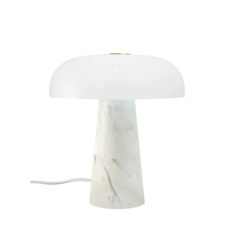 Bordslampa Glossy, vit, höjd 24 cm, marmor/glas Beställ idag