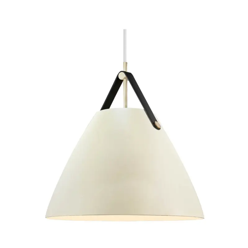 Extra rabatt Pendellampa Strap, sandfärgad, Ø 36 cm, metall/läder
