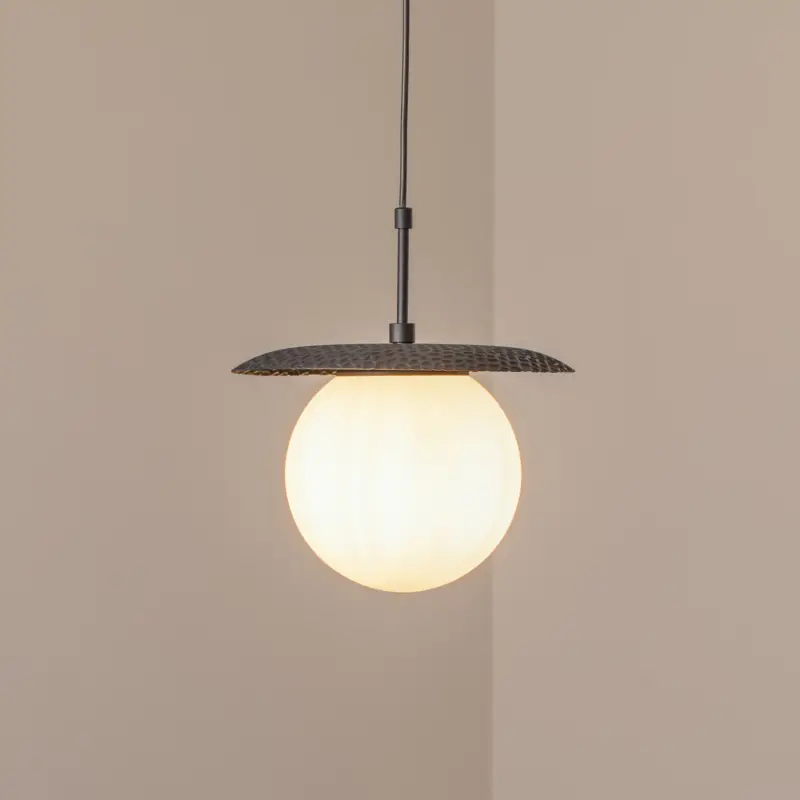 Kampanjpris Hänglampa Anemon, svart, glas, Ø 30 cm, E27