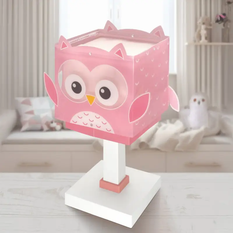 Barnbordslampa Little Pink Owl, G4, bredd 14 cm Begränsat antal