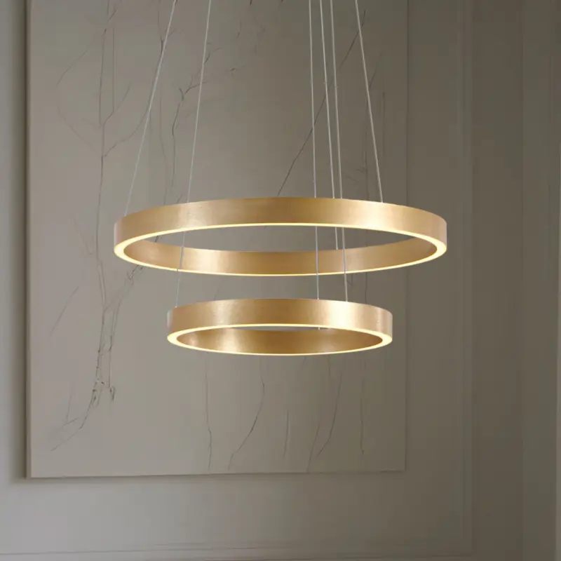 Lucande LED-hänglampa Yonam, Ø 60 cm, 2 lampor, guld, CCT Expressleverans