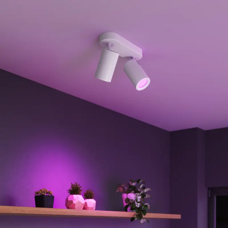 Calex Smart takspotlight vit längd 22 cm 2 lampor GU10-LED RGBW Lägg i varukorgen