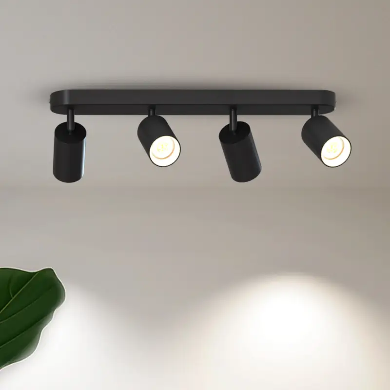 Calex GU10-takspotlight, svart, längd 49 cm, 4 lampor, metall Kundfavorit