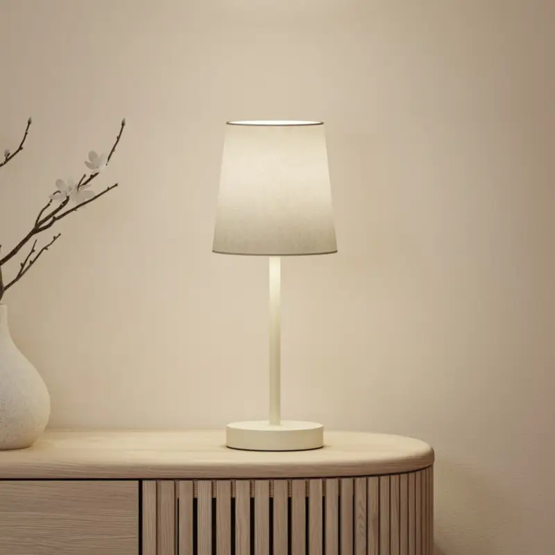 Paulmann bordslampa Stellan II, krämfärgad, höjd 40 cm, textil Köp nu
