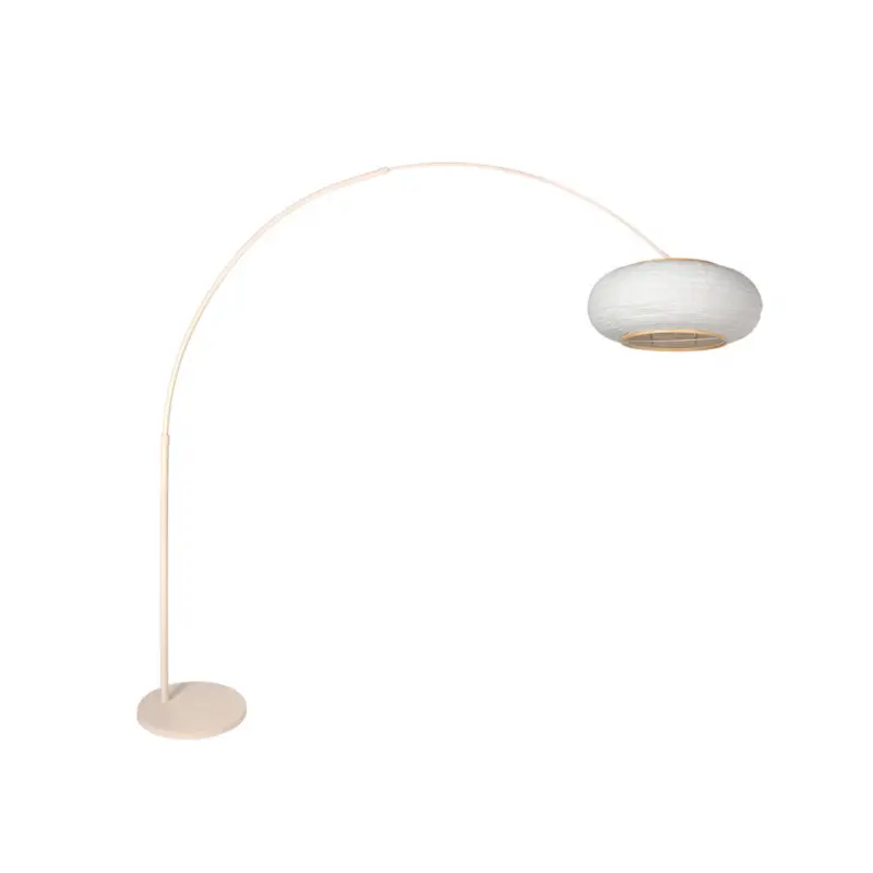 Bågformad golvlampa Sparkled Light, krämfärgad/grå linne, 240 cm Billig