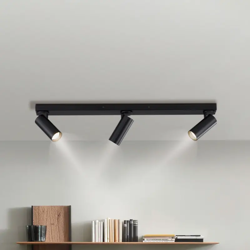 Takspot RIK, svart, 3 lampor, 89 cm, metall, GU10-LED Säker betalning