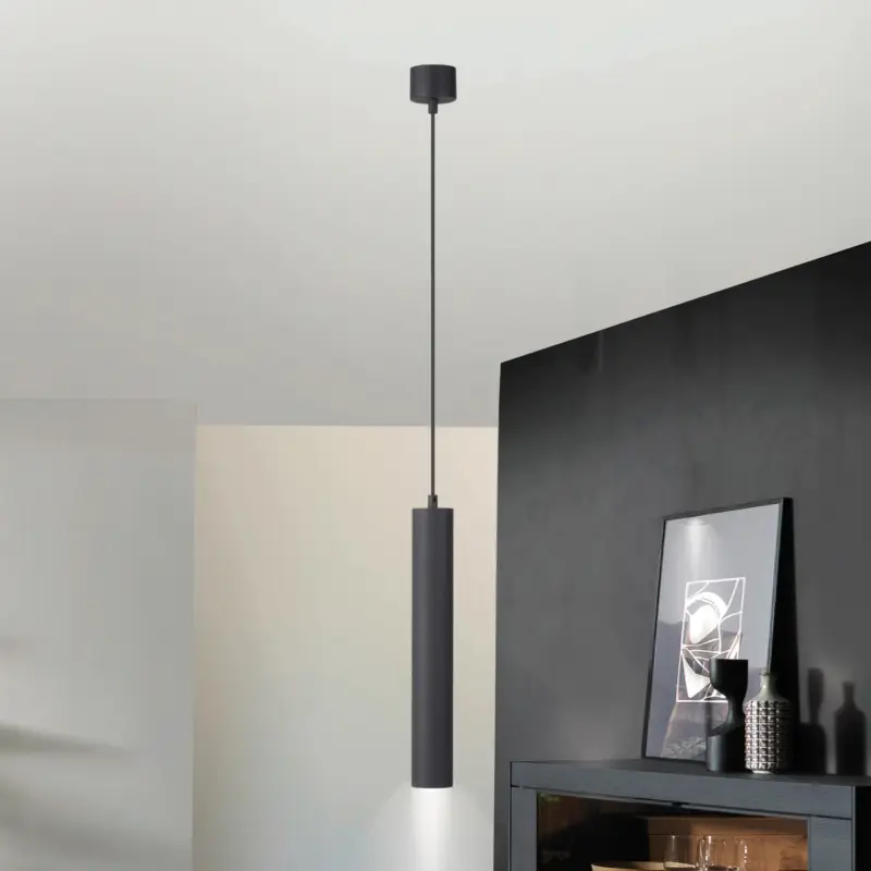 Premium Hänglampa DANTE, svart, 1 lampa, Ø 6 cm, metall, GU10
