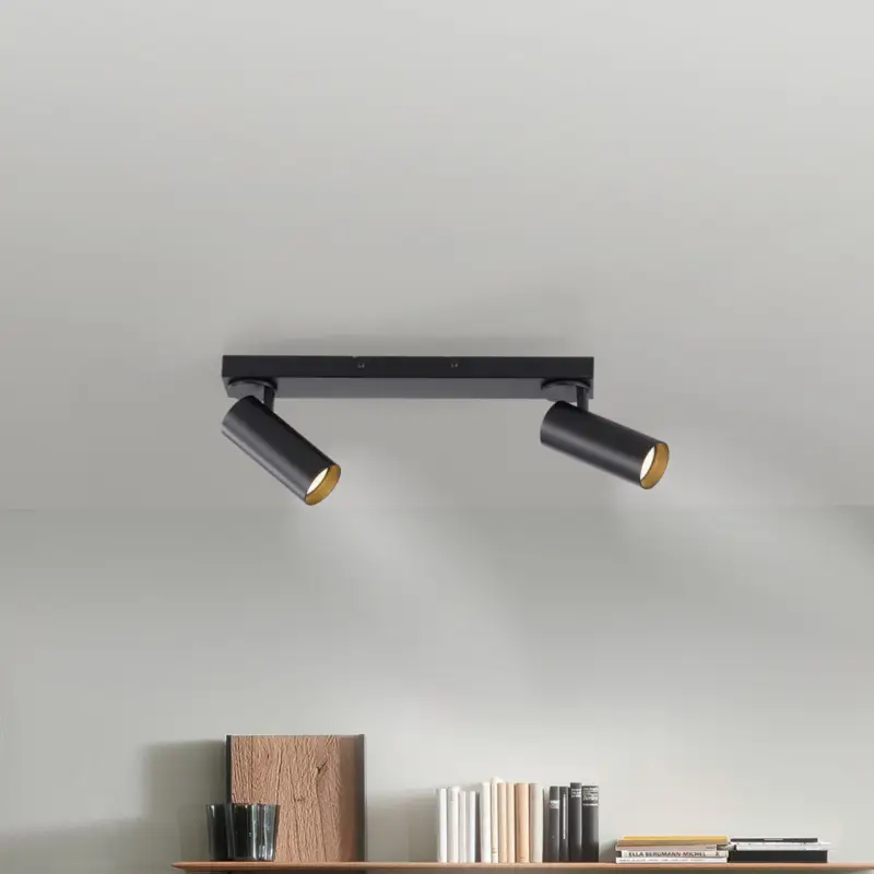 Fynd Takspot RIK, svart, 2 lampor, 59 cm, metall, GU10-LED