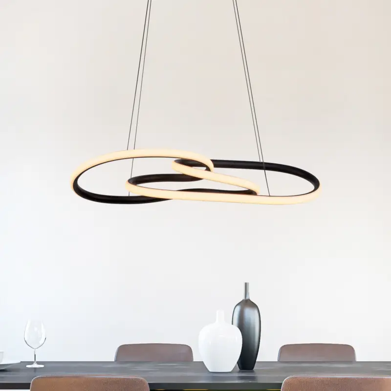 Begränsat antal LED-hänglampa TWIST, svart, längd 76 cm, metall, Switchdim