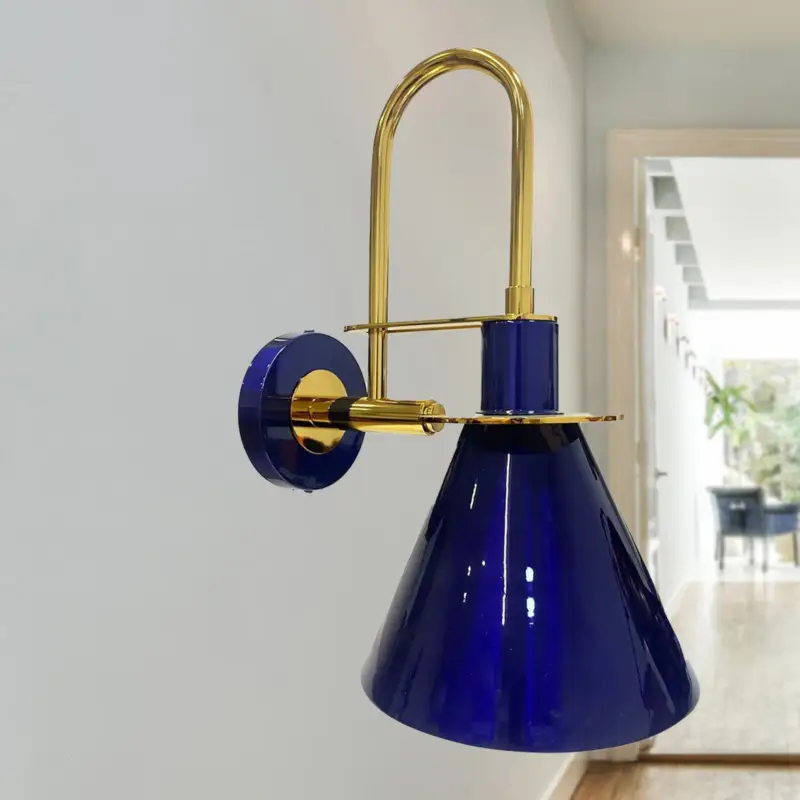 Vägglampa Ramsay, marinblå/guld, höjd 35 cm, metall Rabatter